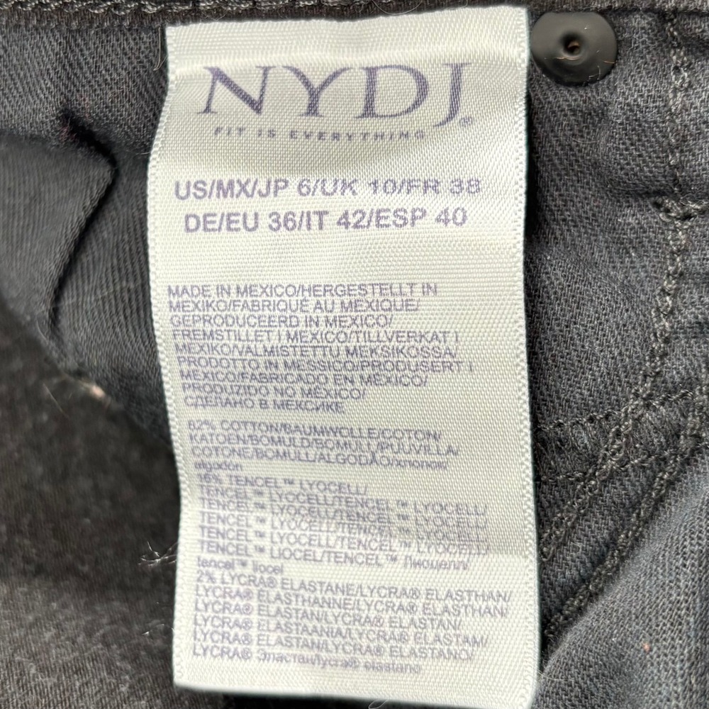 NYDJ Marilyn Straight Leg Jeans Sz 6‎ Black Denim Mid Rise Stretch Slimming Long - Picture 5 of 13